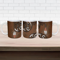 New Zealand Taiaha Ceramic Mug Maori Weapon Silver Fern Maori Pattern