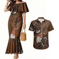 New Zealand Taiaha Couples Matching Mermaid Dress and Hawaiian Shirt Maori Weapon Silver Fern Maori Pattern