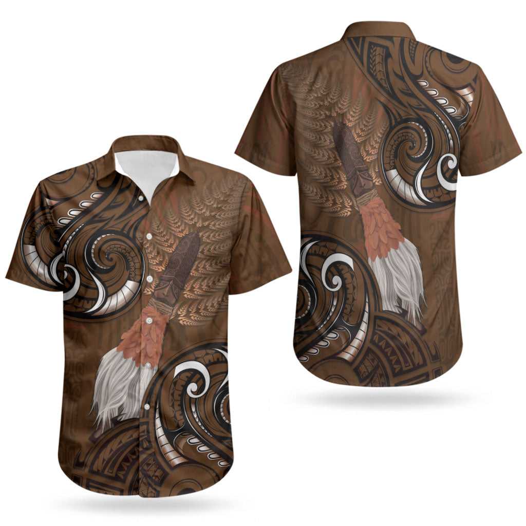 New Zealand Taiaha Couples Matching Mermaid Dress and Hawaiian Shirt Maori Weapon Silver Fern Maori Pattern