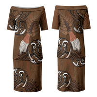 New Zealand Taiaha Family Matching Puletasi and Hawaiian Shirt Maori Weapon Silver Fern Maori Pattern