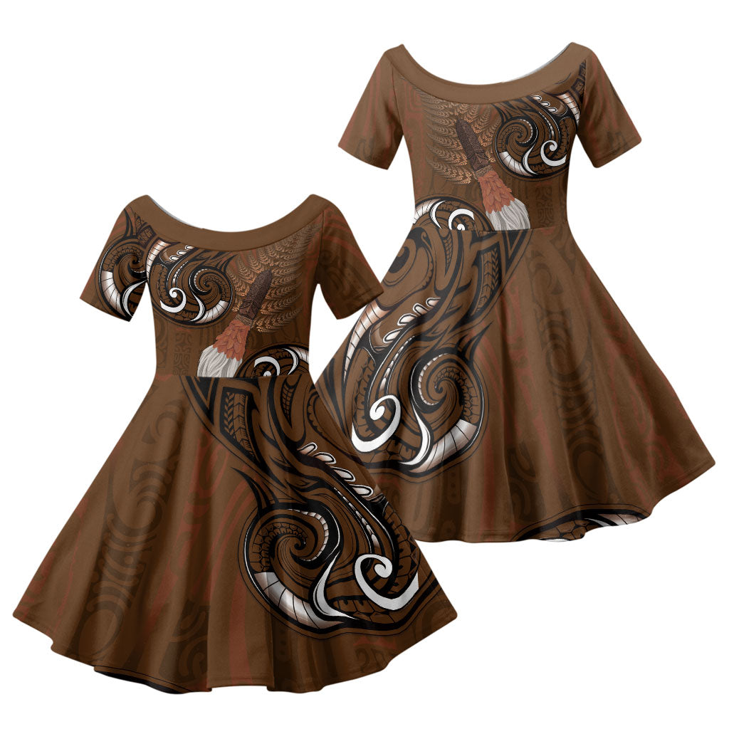 New Zealand Taiaha Family Matching Puletasi and Hawaiian Shirt Maori Weapon Silver Fern Maori Pattern