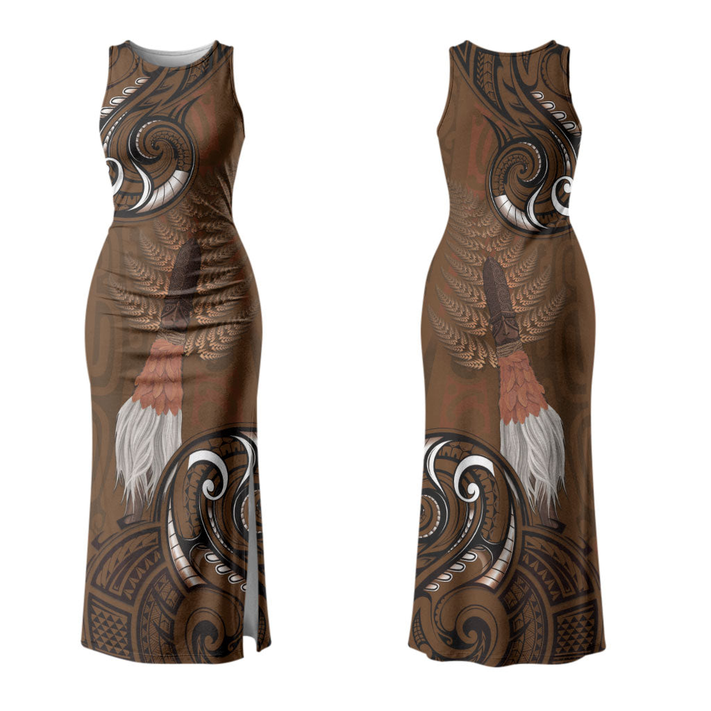 New Zealand Taiaha Family Matching Tank Maxi Dress and Hawaiian Shirt Maori Weapon Silver Fern Maori Pattern