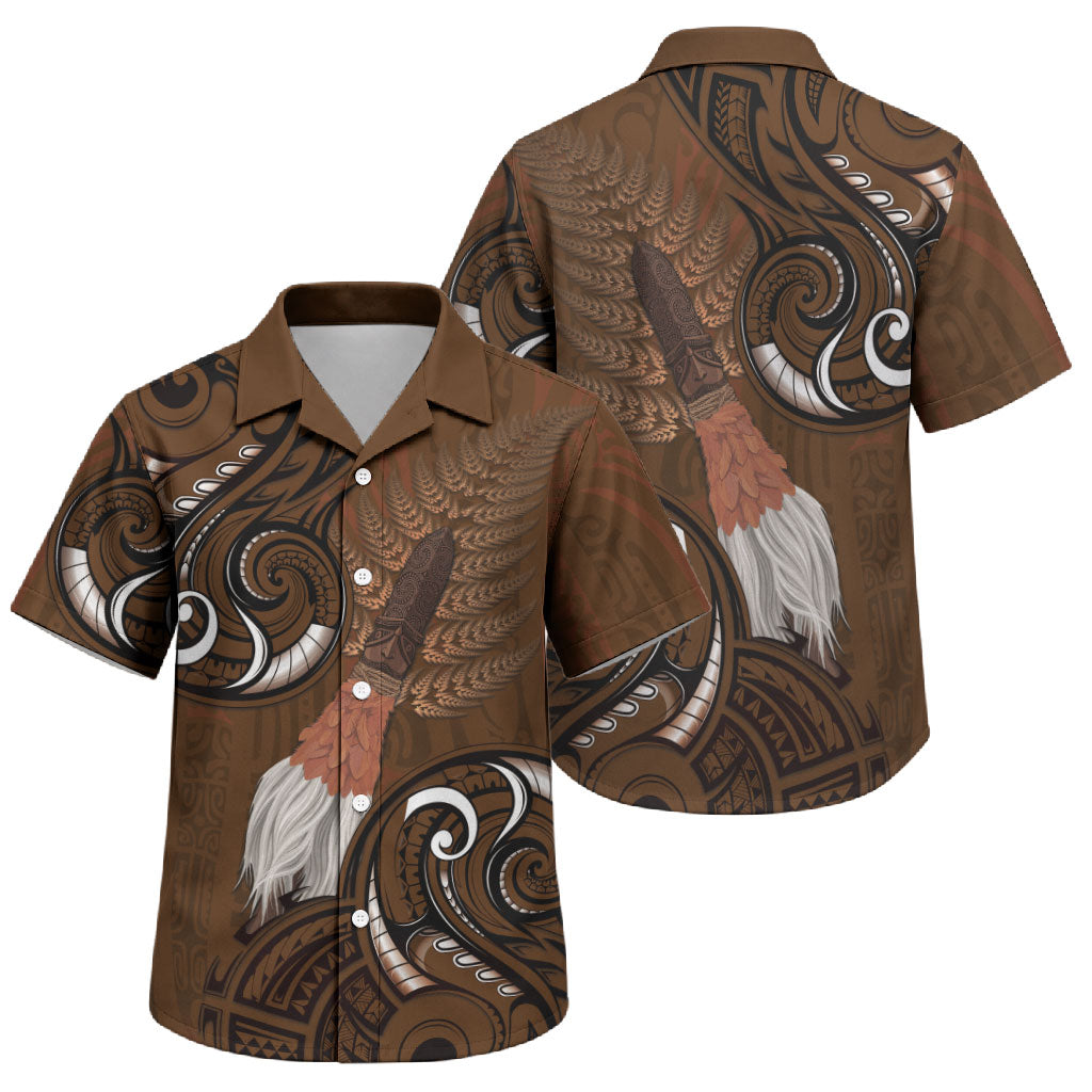 New Zealand Taiaha Family Matching Tank Maxi Dress and Hawaiian Shirt Maori Weapon Silver Fern Maori Pattern