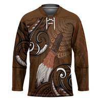 New Zealand Taiaha Hockey Jersey Maori Weapon Silver Fern Maori Pattern