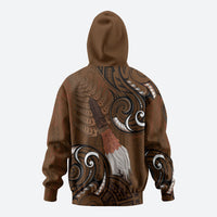 New Zealand Taiaha Hoodie Maori Weapon Silver Fern Maori Pattern