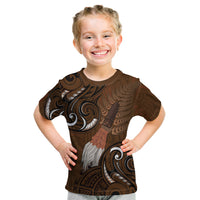 New Zealand Taiaha Kid T Shirt Maori Weapon Silver Fern Maori Pattern
