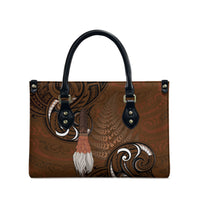 New Zealand Taiaha Leather Bag Maori Weapon Silver Fern Maori Pattern