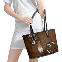 New Zealand Taiaha Leather Tote Bag Maori Weapon Silver Fern Maori Pattern