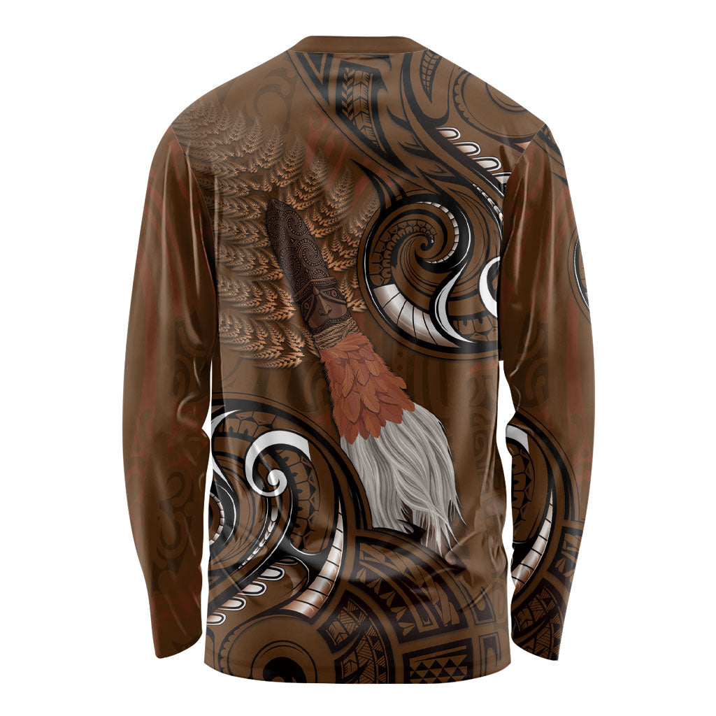 New Zealand Taiaha Long Sleeve Shirt Maori Weapon Silver Fern Maori Pattern