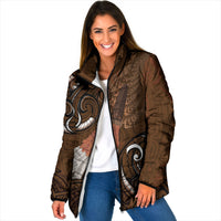 New Zealand Taiaha Padded Jacket Maori Weapon Silver Fern Maori Pattern