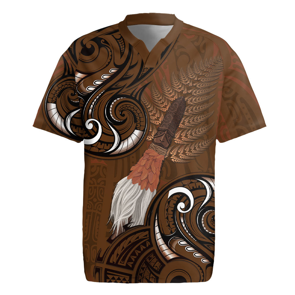 New Zealand Taiaha Rugby Jersey Maori Weapon Silver Fern Maori Pattern