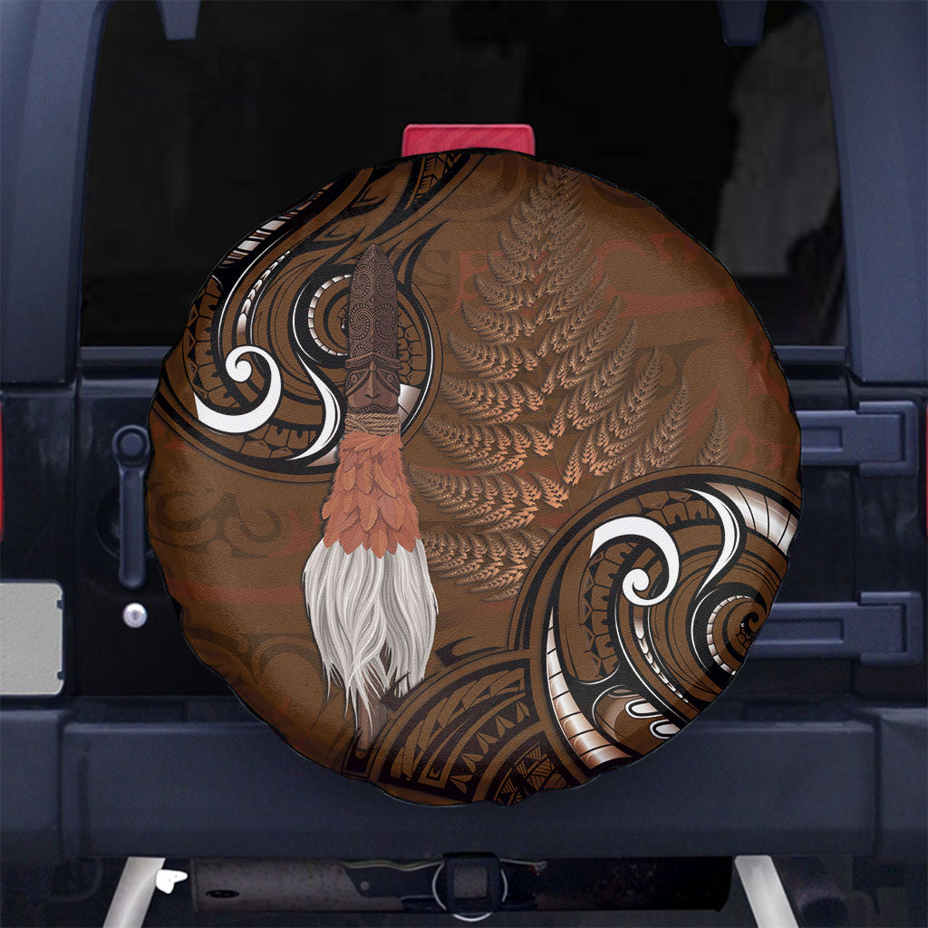 New Zealand Taiaha Spare Tire Cover Maori Weapon Silver Fern Maori Pattern