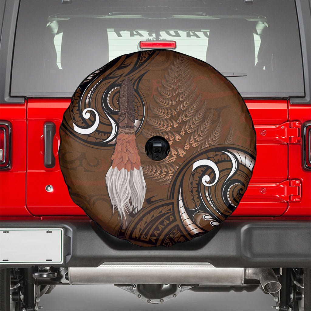 New Zealand Taiaha Spare Tire Cover Maori Weapon Silver Fern Maori Pattern