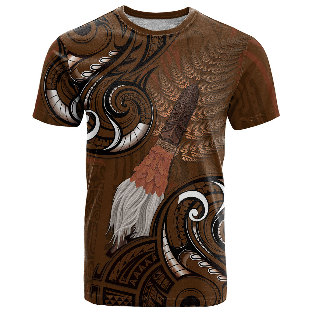 New Zealand Taiaha T Shirt Maori Weapon Silver Fern Maori Pattern