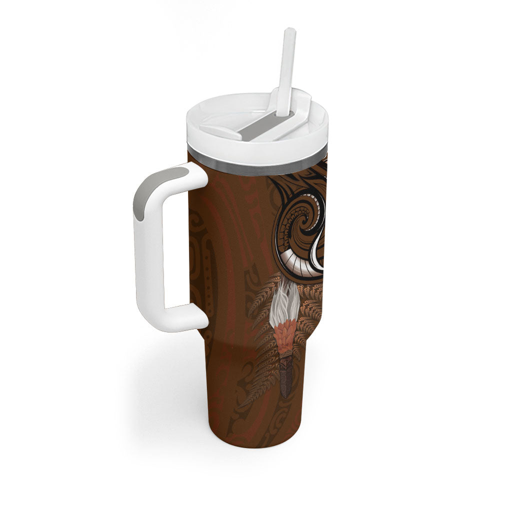 New Zealand Taiaha Tumbler With Handle Maori Weapon Silver Fern Maori Pattern