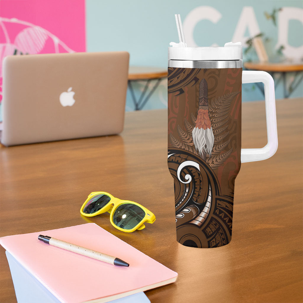 New Zealand Taiaha Tumbler With Handle Maori Weapon Silver Fern Maori Pattern