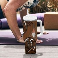 New Zealand Taiaha Tumbler With Handle Maori Weapon Silver Fern Maori Pattern