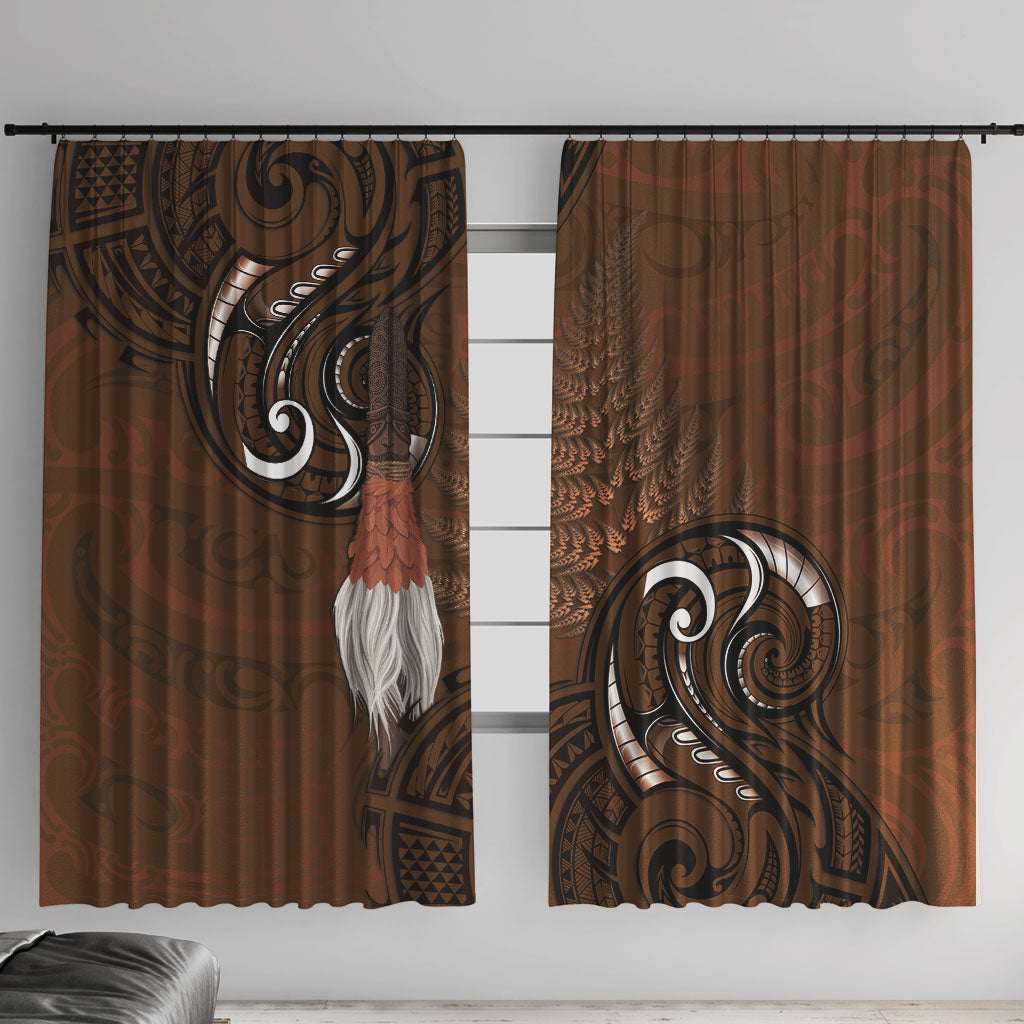 New Zealand Taiaha Window Curtain Maori Weapon Silver Fern Maori Pattern