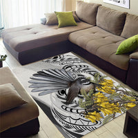New Zealand Fantail Bird Area Rug Maori Piwakawaka Kowhai Maori Pattern