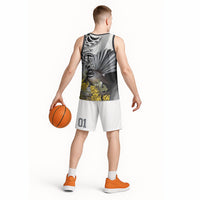 New Zealand Fantail Bird Basketball Jersey Maori Piwakawaka Kowhai Maori Pattern