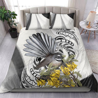 New Zealand Fantail Bird Bedding Set Maori Piwakawaka Kowhai Maori Pattern