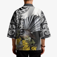New Zealand Fantail Bird Kimono Maori Piwakawaka Kowhai Maori Pattern
