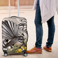 New Zealand Fantail Bird Luggage Cover Maori Piwakawaka Kowhai Maori Pattern