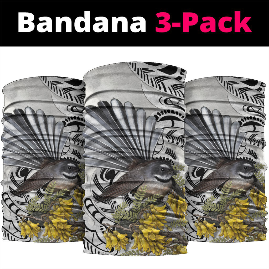 New Zealand Fantail Bird Neck Gaiter Maori Piwakawaka Kowhai Maori Pattern