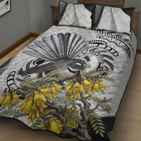 New Zealand Fantail Bird Quilt Bed Set Maori Piwakawaka Kowhai Maori Pattern