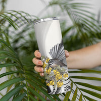 New Zealand Fantail Bird Skinny Tumbler Maori Piwakawaka Kowhai Maori Pattern