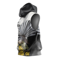New Zealand Fantail Bird Sleeveless Hoodie Maori Piwakawaka Kowhai Maori Pattern