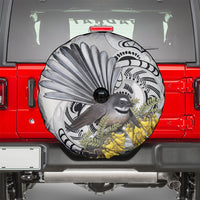 New Zealand Fantail Bird Spare Tire Cover Maori Piwakawaka Kowhai Maori Pattern