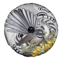 New Zealand Fantail Bird Spare Tire Cover Maori Piwakawaka Kowhai Maori Pattern