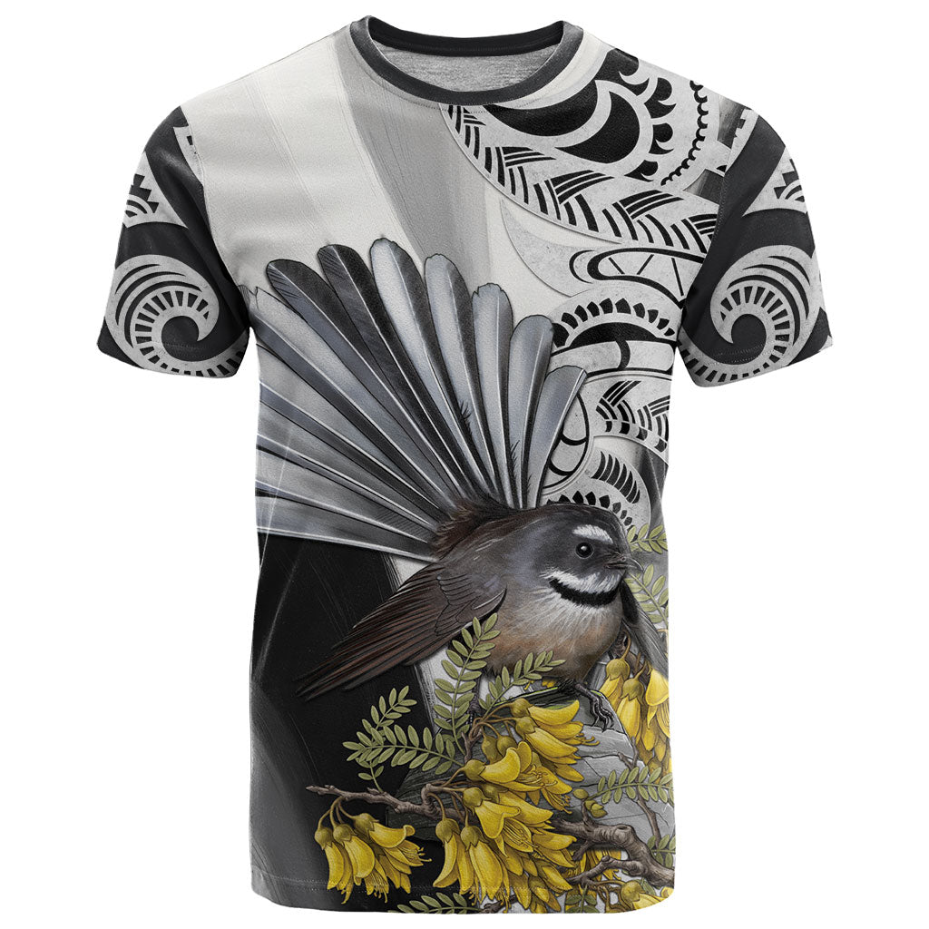 New Zealand Fantail Bird T Shirt Maori Piwakawaka Kowhai Maori Pattern