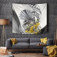 New Zealand Fantail Bird Tapestry Maori Piwakawaka Kowhai Maori Pattern