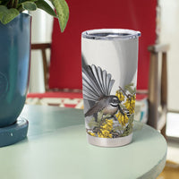 New Zealand Fantail Bird Tumbler Cup Maori Piwakawaka Kowhai Maori Pattern