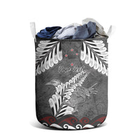 New Zealand Weka Personalised Laundry Basket Aotearoa Hen Silver Fern Maori Pattern