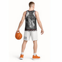 New Zealand Weka Personalised Basketball Jersey Aotearoa Hen Silver Fern Maori Pattern