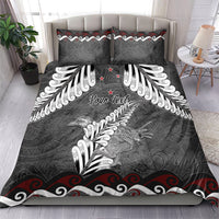 New Zealand Weka Personalised Bedding Set Aotearoa Hen Silver Fern Maori Pattern