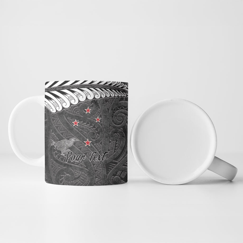 New Zealand Weka Personalised Ceramic Mug Aotearoa Hen Silver Fern Maori Pattern