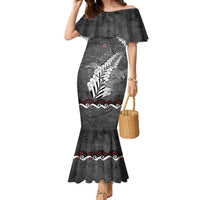 New Zealand Weka Personalised Family Matching Mermaid Dress and Hawaiian Shirt Aotearoa Hen Silver Fern Maori Pattern