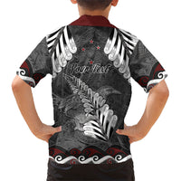 New Zealand Weka Personalised Family Matching Off Shoulder Short Dress and Hawaiian Shirt Aotearoa Hen Silver Fern Maori Pattern