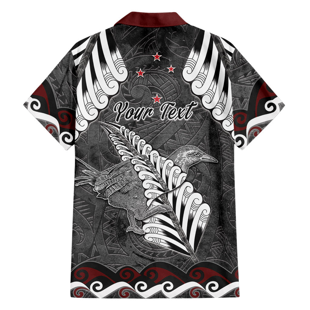 New Zealand Weka Personalised Family Matching Off Shoulder Short Dress and Hawaiian Shirt Aotearoa Hen Silver Fern Maori Pattern