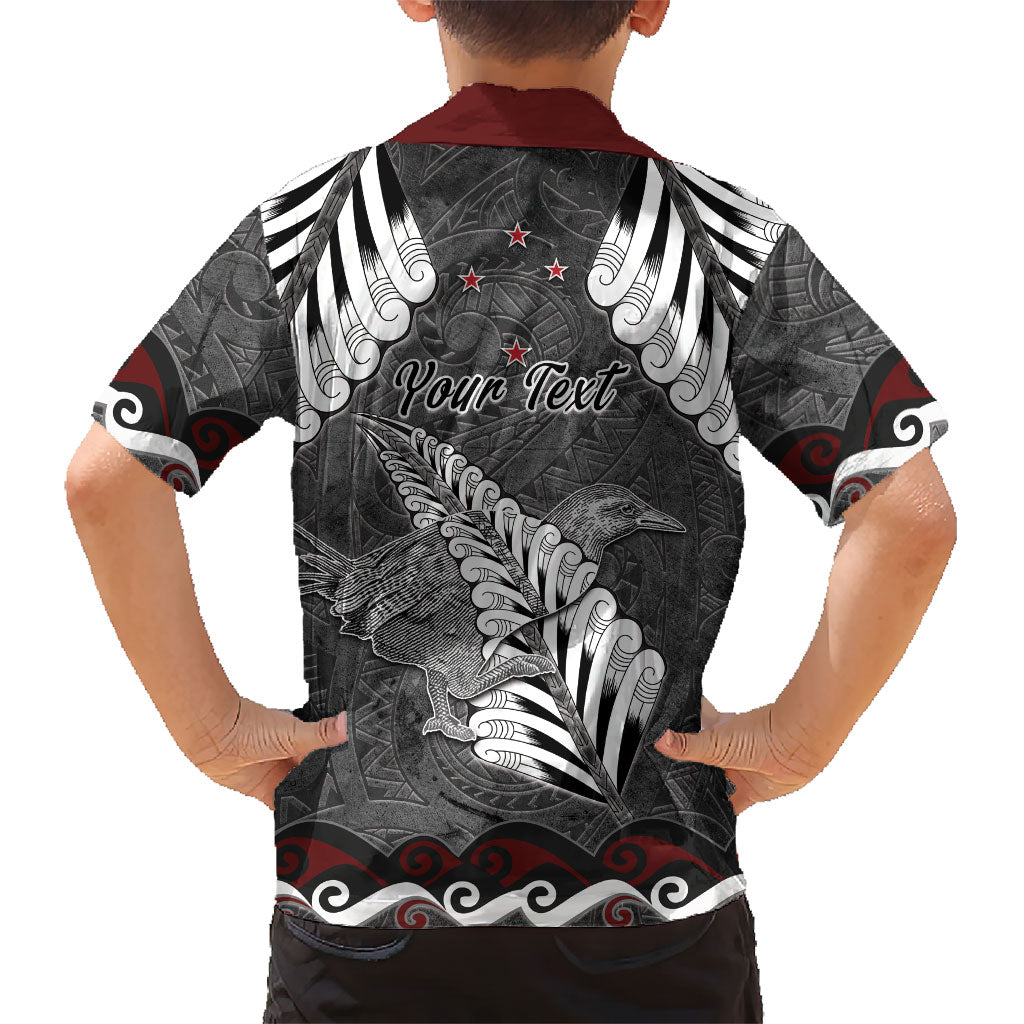 New Zealand Weka Personalised Family Matching Puletasi and Hawaiian Shirt Aotearoa Hen Silver Fern Maori Pattern