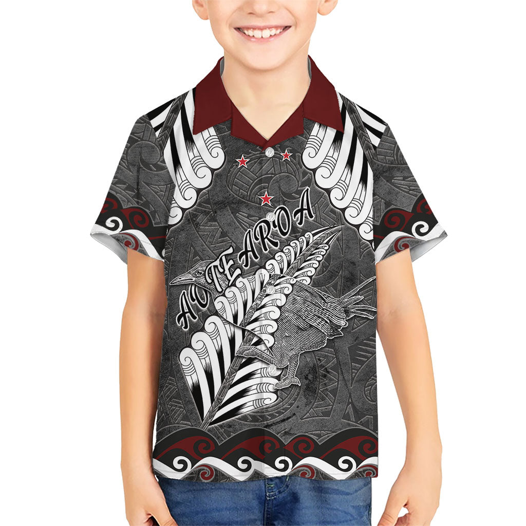 New Zealand Weka Personalised Family Matching Puletasi and Hawaiian Shirt Aotearoa Hen Silver Fern Maori Pattern