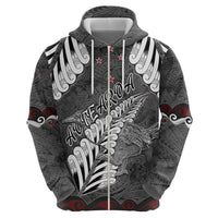 New Zealand Weka Personalised Hoodie Aotearoa Hen Silver Fern Maori Pattern