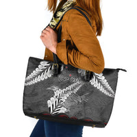 New Zealand Weka Personalised Leather Tote Bag Aotearoa Hen Silver Fern Maori Pattern