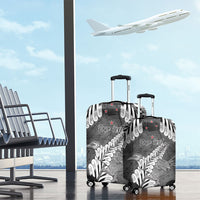 New Zealand Weka Personalised Luggage Cover Aotearoa Hen Silver Fern Maori Pattern
