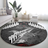 New Zealand Weka Personalised Round Carpet Aotearoa Hen Silver Fern Maori Pattern