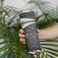 New Zealand Weka Personalised Skinny Tumbler Aotearoa Hen Silver Fern Maori Pattern